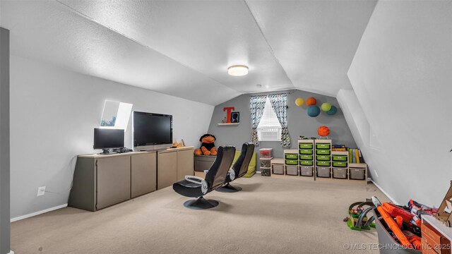 36953 US Highway 70, Bennington, OK 74723 - playroom with carpet, lofted ceiling, and baseboards