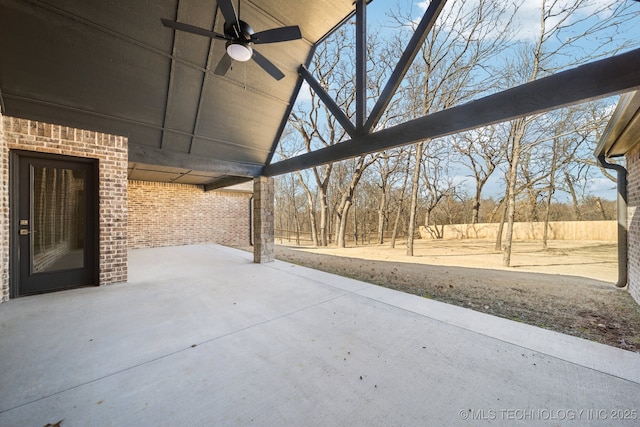 view of patio with a ceiling fan