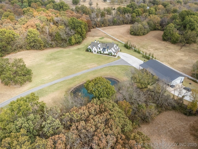 bird's eye view with a rural view