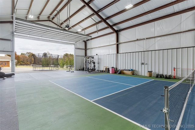 view of sport court featuring a trampoline