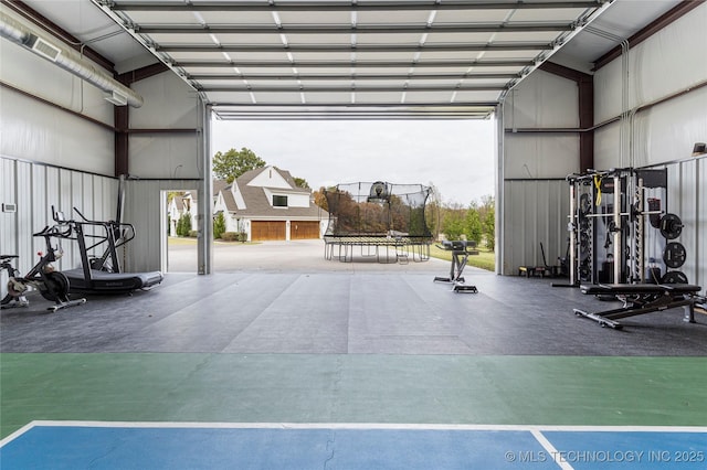 garage featuring a trampoline