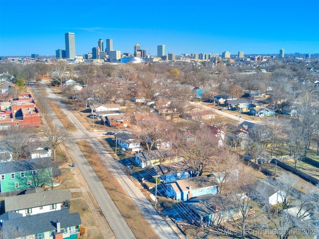 bird's eye view with a city view