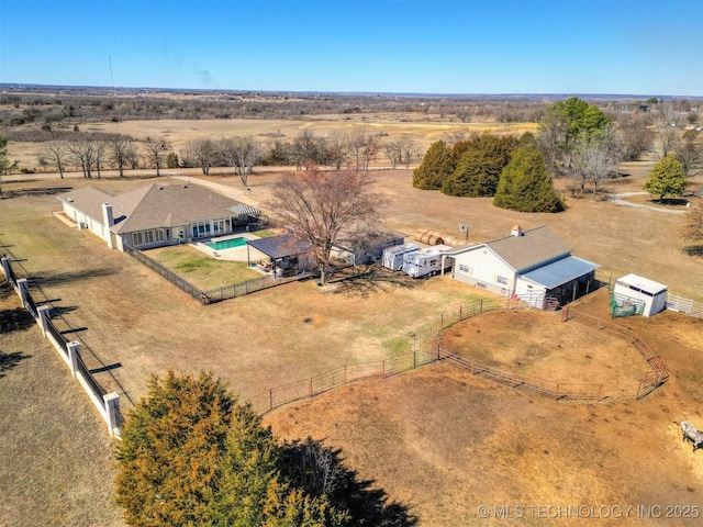 bird's eye view featuring a rural view