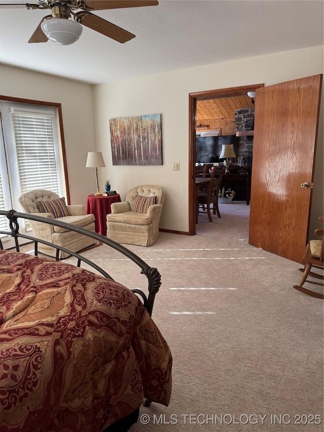 bedroom with carpet and ceiling fan