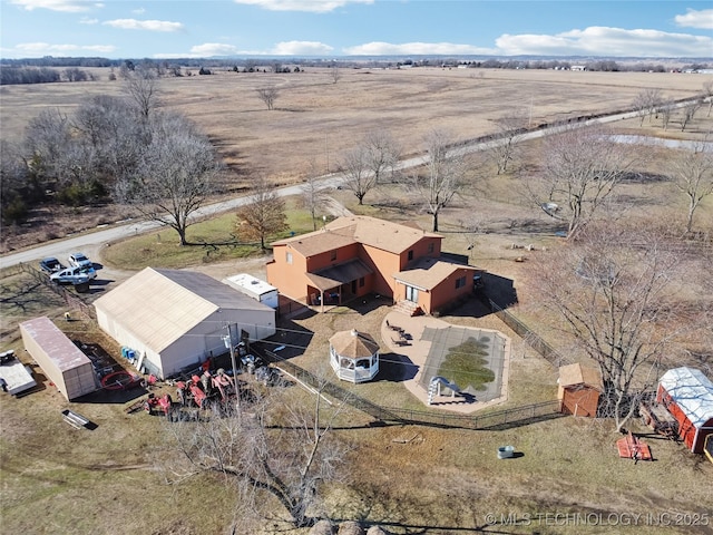 aerial view featuring a rural view