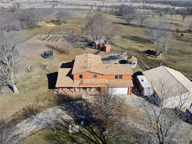 aerial view featuring a rural view