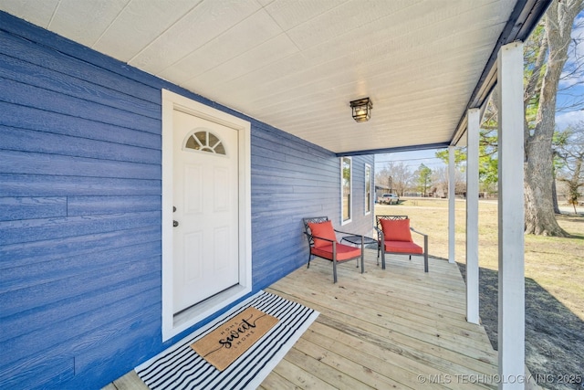 deck featuring a porch