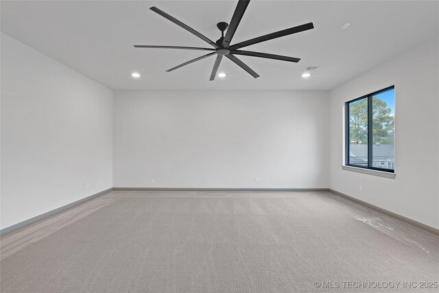 227 E 35th St, Tulsa, OK 74105 - carpeted spare room featuring recessed lighting, ceiling fan, and baseboards