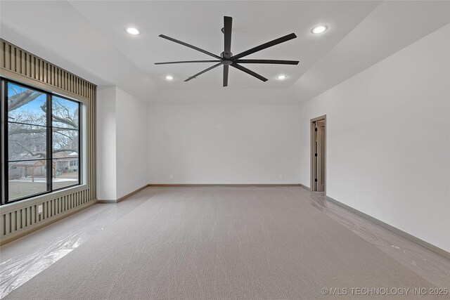 227 E 35th St, Tulsa, OK 74105 - spare room featuring ceiling fan, light carpet, recessed lighting, and baseboards