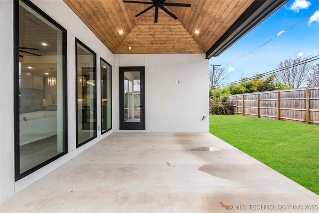 227 E 35th St, Tulsa, OK 74105 - view of patio / terrace with ceiling fan