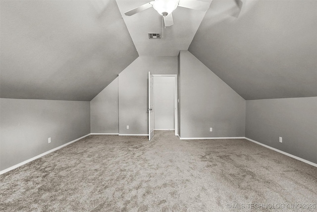 1474 S 271st W Ave, Sand Springs, OK 74063 - bonus room featuring lofted ceiling, a ceiling fan, visible vents, and carpet