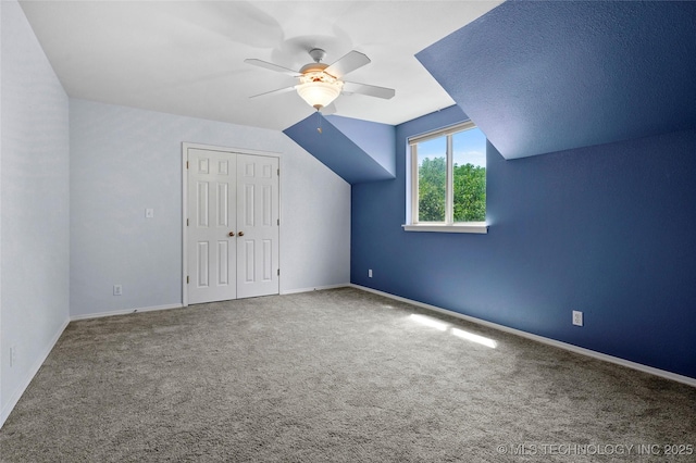 1474 S 271st W Ave, Sand Springs, OK 74063 - additional living space with ceiling fan, carpet floors, and lofted ceiling