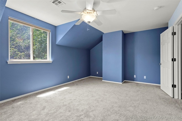 1474 S 271st W Ave, Sand Springs, OK 74063 - bonus room featuring ceiling fan, carpet, and vaulted ceiling