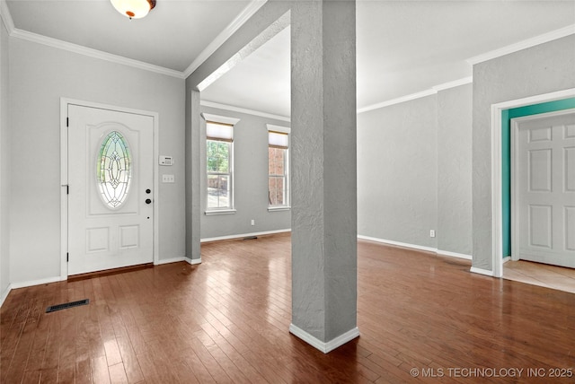 1474 S 271st W Ave, Sand Springs, OK 74063 - foyer featuring hardwood / wood-style floors and crown molding