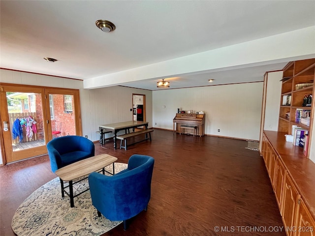 living room with wood finished floors