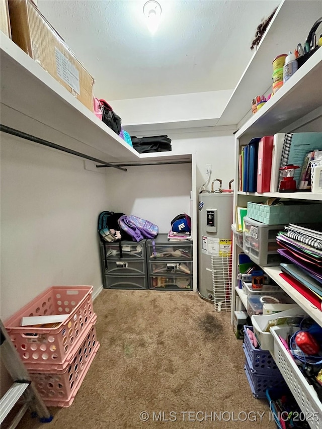 storage area with water heater