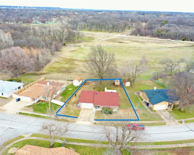 aerial view with a forest view