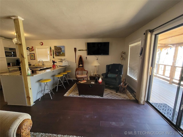 living area featuring wood finished floors