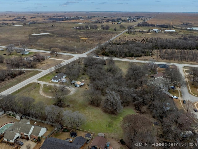 aerial view featuring a rural view