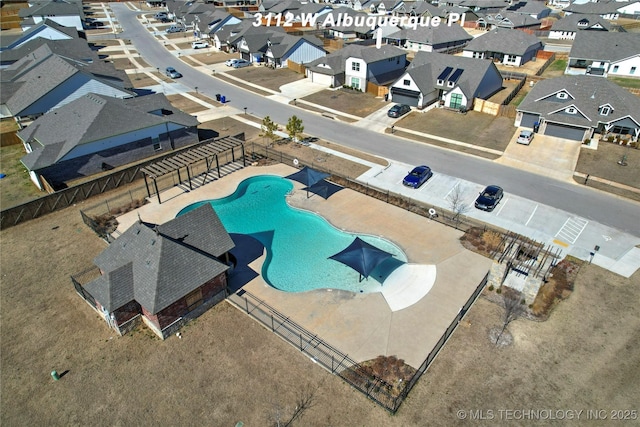 aerial view with a residential view