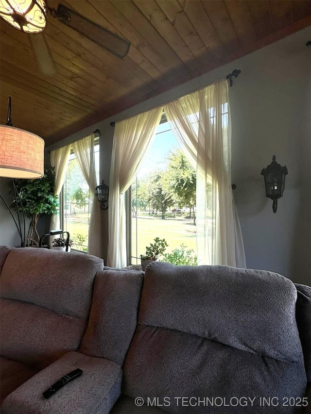 17 Tabernacle Dr, Calera, OK 74730 - living room with wooden ceiling