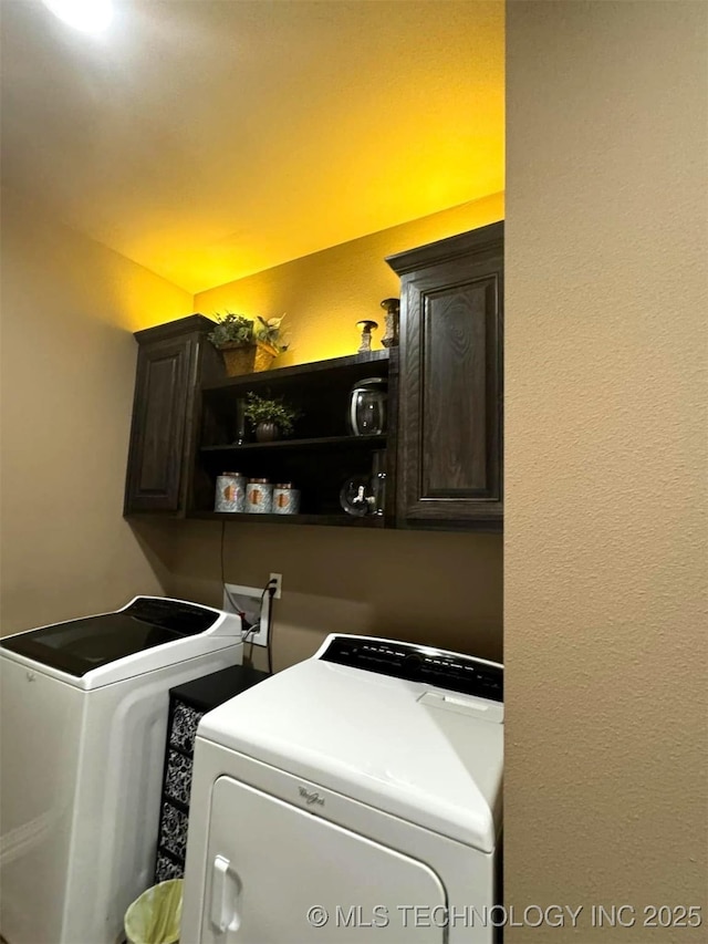 17 Tabernacle Dr, Calera, OK 74730 - washroom with washer and dryer and cabinet space