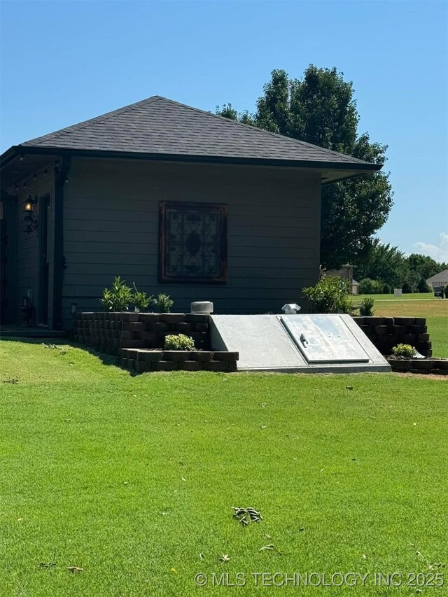 17 Tabernacle Dr, Calera, OK 74730 - entry to storm shelter featuring a yard