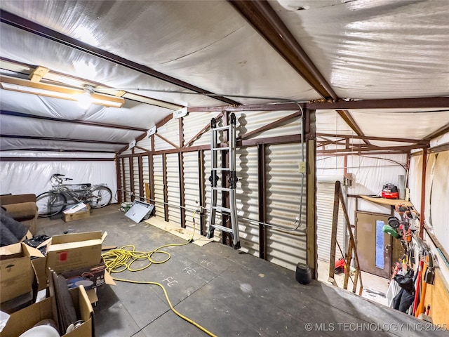 garage with metal wall