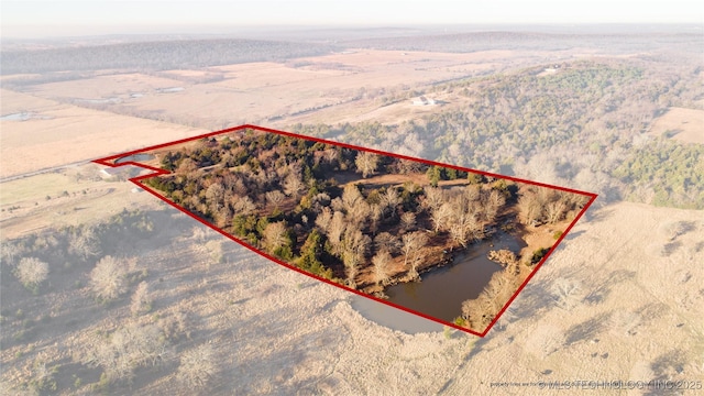 bird's eye view featuring a rural view and view of desert