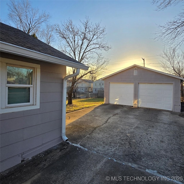 view of detached garage