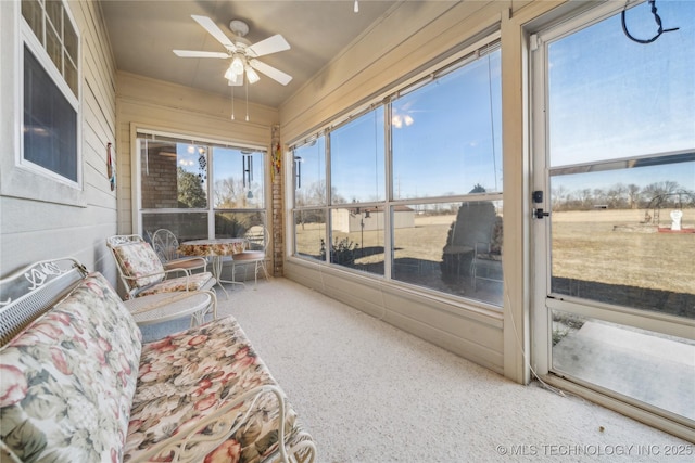 63320 E 293rd Rd, Grove, OK 74344 - sunroom / solarium featuring ceiling fan