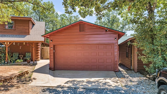 view of garage