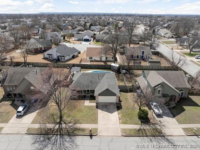 aerial view with a residential view