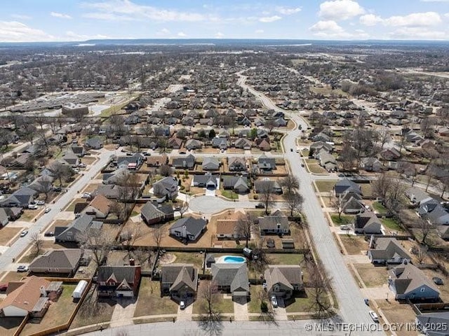 bird's eye view with a residential view