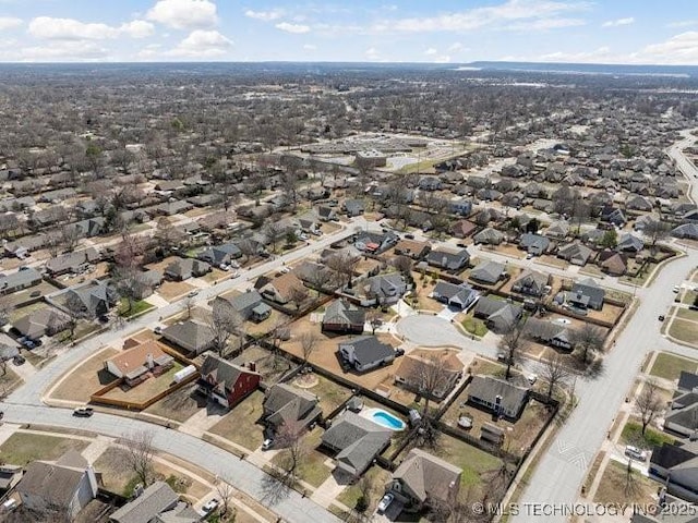 bird's eye view with a residential view