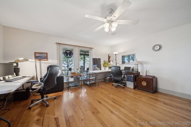 3126 E 490th Rd, Pryor, OK 74361 - office space featuring ceiling fan and wood finished floors