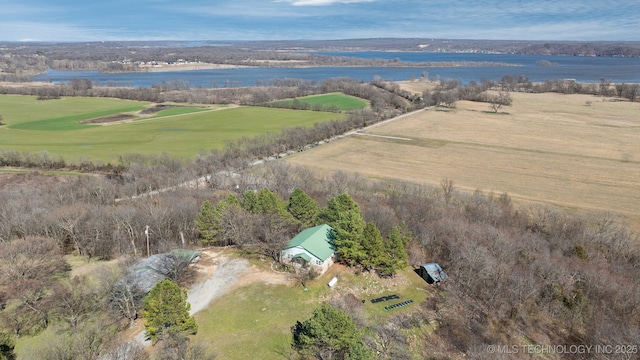 3126 E 490th Rd, Pryor, OK 74361 - aerial view with a water view, a rural view, and golf course view