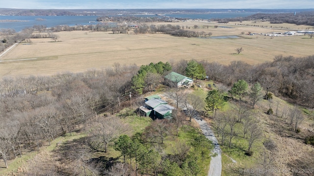 3126 E 490th Rd, Pryor, OK 74361 - bird's eye view with a water view and a rural view