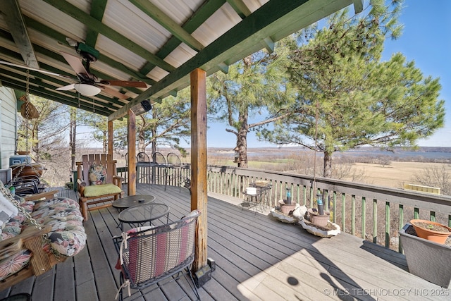 3126 E 490th Rd, Pryor, OK 74361 - wooden terrace featuring ceiling fan