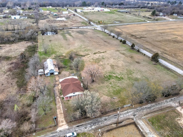 bird's eye view featuring a rural view