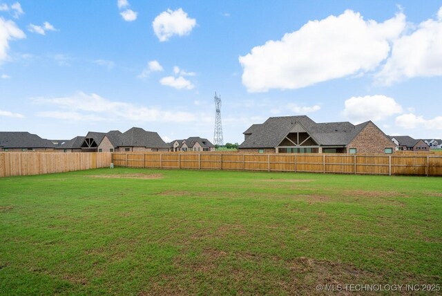 view of yard with a fenced backyard