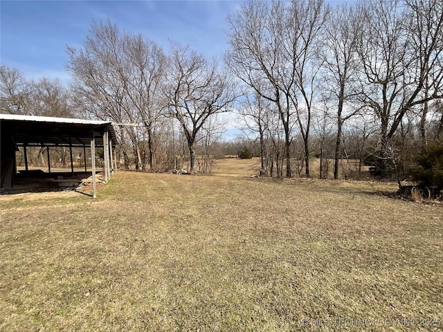 view of yard featuring a carport