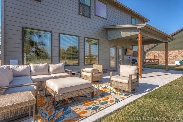 view of patio featuring an outdoor hangout area