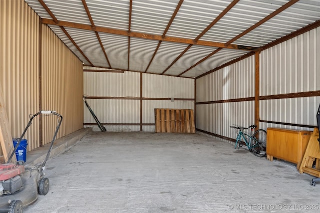 garage featuring metal wall