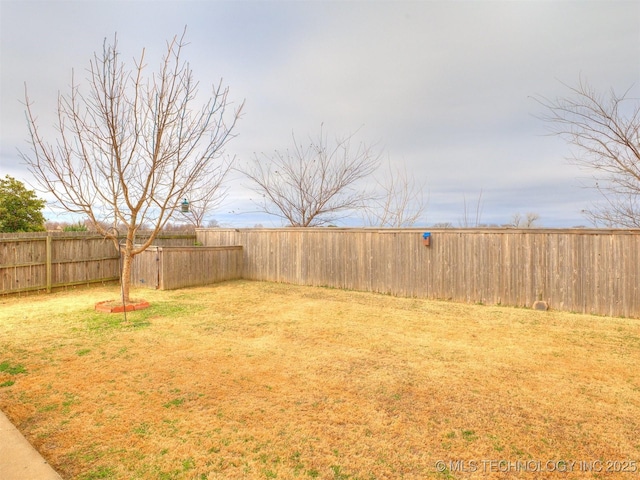 view of yard featuring a fenced backyard