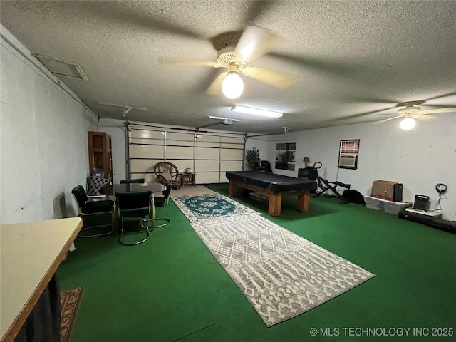 interior space featuring ceiling fan