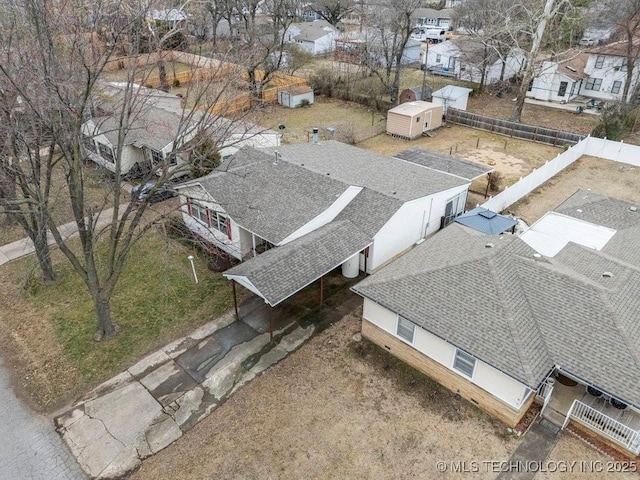 aerial view with a residential view