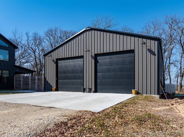 view of detached garage