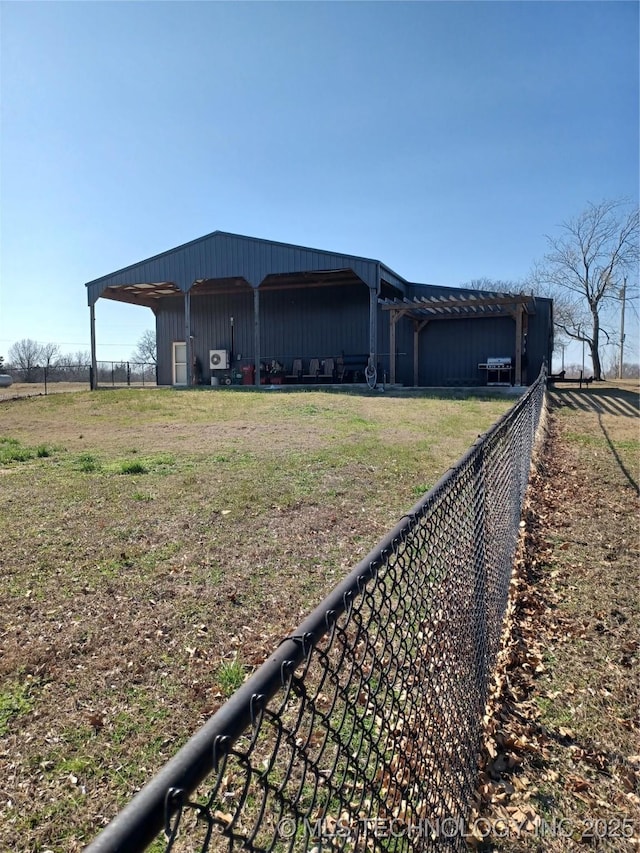 116965 S 4164, Eufaula, OK 74432 - exterior space with fence, a pole building, and an outdoor structure
