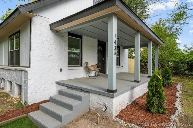 exterior space with covered porch